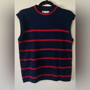 Vintage Parfait Navy and Red Striped Sleeveless Vest
